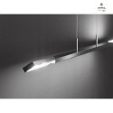 Hufnagel LED pendant luminaire CLAREO, length 115cm, variable height, outer parts 2x 350 swiveling, 30W 2700K 3750lm, matt nickel