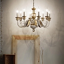 Ideal Lux Lysekrone DORA SP8, 8-flammer, E14, Antik guld