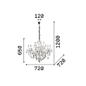 Lysekrone FLORIAN SP12, 12-flammer, E14, chrom