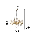 Ideal Lux Lysekrone NEGRESCO SP8, 8-flammer, E14, gennemsigtig