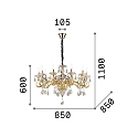Ideal Lux Lysekrone NEGRESCO SP10, 10-flammer, E14, gennemsigtig