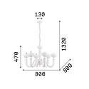 Ideal Lux Lysekrone BON BON SP6, 6-flammer, E14, hvid