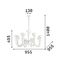 Ideal Lux Pendant luminaire BON BON, 8 flames, E14, white / opal shade