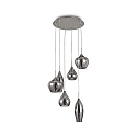 Pendel SOFT SP6, 6-flammer, G9, 40W, r�get glas
