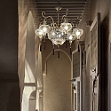 Ideal Lux Lysekrone HAREM SP9, 9-flammer, E27, antik messing