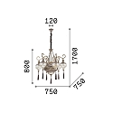 Ideal Lux Lysekrone HAREM SP9, 9-flammer, E27, antik messing