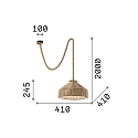Ideal Lux Pendant luminaire CANAPA, � 41cm / H 200cm, E27, black metal, with natural hemp rope