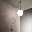 Pendant luminaire BOA, 1 flame, E27, with 12m fabric coated cable and 6 hooks