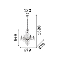 Ideal Lux Lysekrone AMADEUS 6-flammer E14 IP20, chrom, gennemsigtig