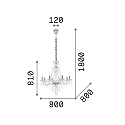 Ideal Lux Lysekrone AMADEUS 8-flammer E14 IP20, chrom, gennemsigtig