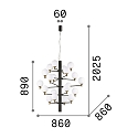 Pendant luminaire COPERNICO, 20 flames, � 86cm, incl. 20x G9 LED 3.2W 3000K