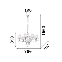 Ideal Lux Pendel PEGASO 8-flammer E14 IP20, messing b�rstet, organza