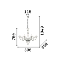 Ideal Lux Pendant luminaire BRIGITTA, 8 flames, � 89cm, E14, transparent glass