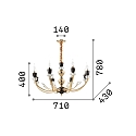 Ideal Lux Lysekrone VANITY 8-flammer E14 IP20, guld, sort, gennemsigtig