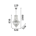 Pendant luminaire DUBAI, 10 flames, � 52cm, E14, metal / refined chrystal