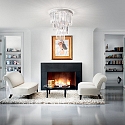 Ceiling luminaire CARLTON, 12 flames, � 50cm, E14, with octagon chains and chrystal rods