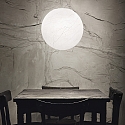 Pendant luminaire CARTA SP1, E27, matt white metal / shade in paper look