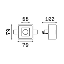 Ideal Lux Recessed luminaire SAMBA SQUARE, IP20, GU10, paintable plaster, opening 5.5 x 5.5cm