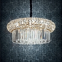 Ideal Lux Pendant luminaire NABUCCO, 12 flames, � 60cm, E14, gold / clear chrystals