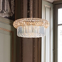Ideal Lux Pendant luminaire NABUCCO, 18 flames, � 70cm, E14, gold / clear chrystals