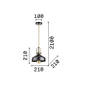 Pendant luminaire ERIS-1, E27, metal / details in satined gold / fabric coated cable