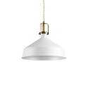 Pendant luminaire ERIS-2, E27, metal / details in satined gold / fabric coated cable, white