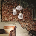 Ideal Lux Pendant luminaire BERGEN 3, � 30cm / H 27cm, E27, smoked relief glass / wood / black