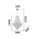 Pendant luminaire DUBAI, 24 flames,  � 80cm, E14, metal / refined chrystal