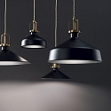 Ideal Lux Pendant luminaire ERIS-1, E27, metal / details in satined gold / fabric coated cable, black