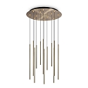 LED pendant luminaire FILO, 12-flame, adjustable height, 23W 3000K, satined brass