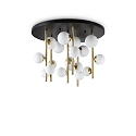ceiling luminaire PERLAGE 18 flames G9 IP20, white, satined brass dimmable
