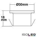 ISOLED LED spot MiniAMP, IP54, 12V or 700mA,  3cm / height 1.8cm, aluminium polished / clear, 3W 6000K 170lm 100