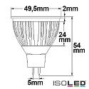 ISOLED Pin based LED spot MR16 COB, 12V AC / DC, GU5.3, 5.5W 5000K 400lm 38, dimmable