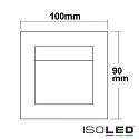 ISOLED Outdoor Recessed LED luminaire, angular, IP44, 1W 2900K 56lm 30, incl. mounting frame, inox / glass satin