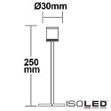 ISOLED LED Vitrinen-Leuchte, IP40, height 25cm, 3W 5200K 100lm 671cd 25, swivelling, aluminium / chrome