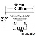 ISOLED AR111 G53 Spot with lens, 12V AC / DC, 11W 3000K 900lm 4204cd 30, not dimmable, grey