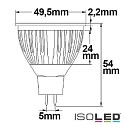 ISOLED LED spot GLASS-COB MR16 prismatic, 12V AC / DC, GU5.3, 6W 2700K 470lm 70, dimmable