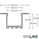 ISOLED Recessed LED mount profile WING20 (straight flange), anodized aluminium, length 200cm