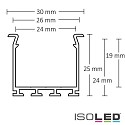 ISOLED Recessed LED mount profile WING20 (straight mini-flange), anodized aluminium, length 200cm