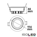 ISOLED Recessed LED spot, prismatic, ultraflat,  11.4cm, 15W 2800K 1200lm 45, swivelling, dimmable, white