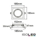 ISOLED recessed mounting frame AR111, angular, swivelling, incl. fastening ring, die-cast aluminium, 1-flame