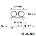ISOLED recessed mounting frame AR111, angular, swivelling, incl. fastening ring, die-cast aluminium, 2-flames