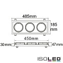 ISOLED recessed mounting frame AR111, angular, swivelling, incl. fastening ring, die-cast aluminium, 3-flames