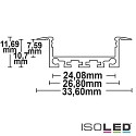 ISOLED LED recessed / surface mount profile DIVE24 FLAT V1, anodized aluminium, 200cm