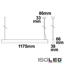 ISOLED LED Office hanging lamp GRID Up+Down, UGR<6, stackable, 1-10V dimmable, matt silver, 25+25W 4000K 5100lm