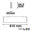 LED wall luminaire Linear Up+Down 600, IP40, length 61cm, 25W 3000K 1300+500lm 2x120, aluminium