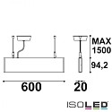 ISOLED LED hanging lamp Linear Up+Down 600, IP40, prismatic, linear connectable, 25W 3000K 1600+300lm 2x120, black