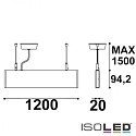 ISOLED LED hanging lamp Linear Up+Down 1200, IP40, prismatic, linear connectable, 40W 3000K 2550+750lm 2x120, black