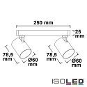 ISOLED Wall- and ceiling luminaire GU10 Dual, 2 flame, IP20, swivelling, excl. lamps, aluminium, matt white