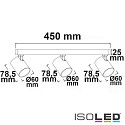 ISOLED Wall- and ceiling luminaire GU10 Triple, 3 flame, IP20, swivelling, excl. lamps, aluminium, matt white